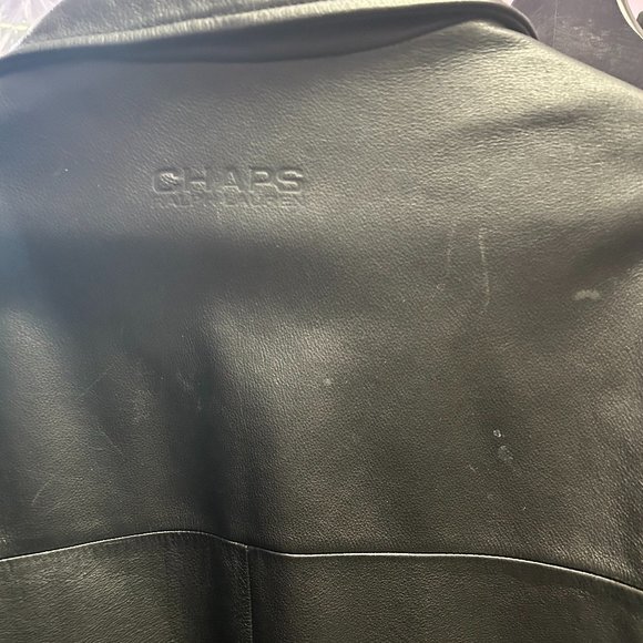 Real leather button down, collared jacket, Chaps Ralph Lauren - Picture 5 of 7